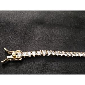 8 inch- 3mm Gold-Plated on brass box lock Tennis Bracelet with prong set CZs
